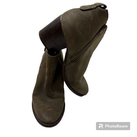 Blondo Womens Ankle Boots Bootie Nivada Leather Zip Side Block Heels‎ Taupe 7.5 - Picture 1 of 8